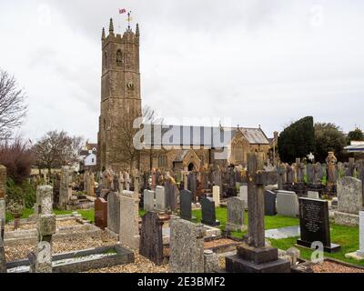 NORTHAM, NORTH DEVON, ENGLAND - JANUARY 17 2021: View of church and churchyard. Stock Photo