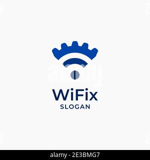Network Internet Setting Fix Repair Logo Vector Template suitable for Network Internet Provider Repair Stock Vector