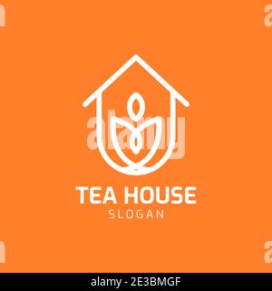 Tea Leaf House Logo Vector Template suitable for coffee or tea shop Stock Vector