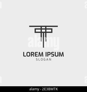 Unique Letter T Linear Monogram Logo Vector Template suitable for personal or company brand Stock Vector