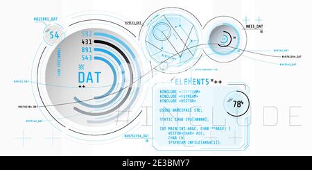 Composition of computer HUD interface with Coding. Stock Vector
