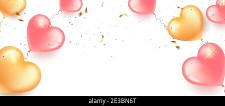 Vector realistic isolated heart confetti on the transparent