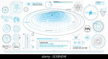 A set of thin elements on the topic of Topography. Stock Vector