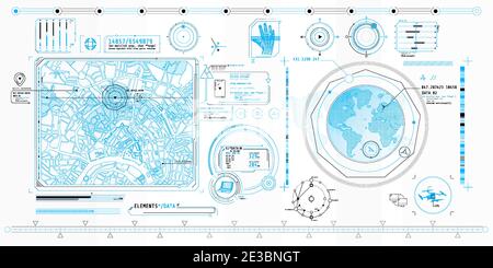 A set of thin elements on the topic of Geo Location. Stock Vector