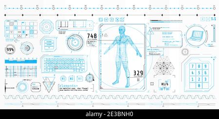 A set of thin elements on the topic of Data Scanning. Stock Vector