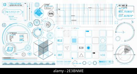 A set of thin elements on the topic of Data Control. Stock Vector