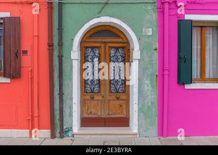Arch Door at Green House in Burano Venice Italy Stock Photo