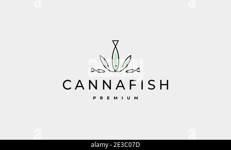 Cannabis Fish Logo Design Vector Illustration Stock Vector