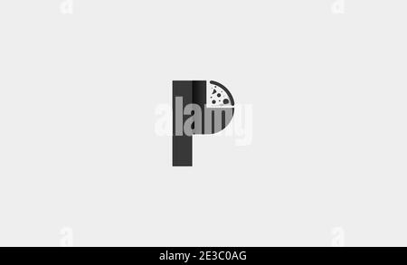 Letter P Pizza Logo Design Vector Illustration Stock Vector