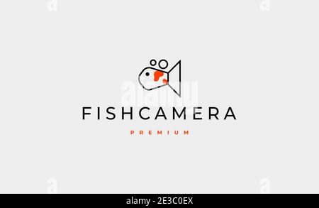 fish Camera Logo Design Vector Illustration Stock Vector