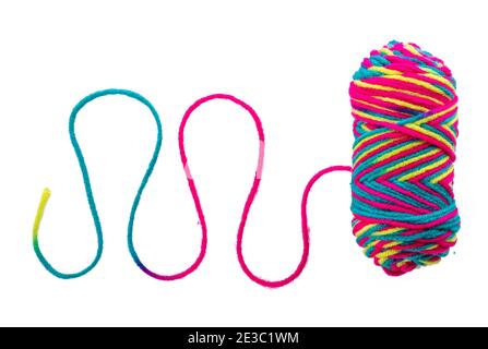 Colorful wool yarn ball isolated on white background Stock Photo