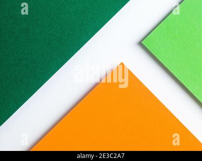 Minimal orange and green white paper background Stock Photo