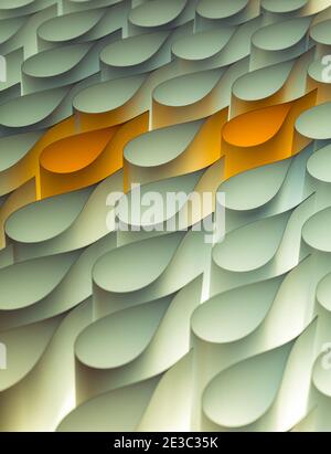 Abstract conceptual background consisting of white paper drops that two yellow Stock Photo