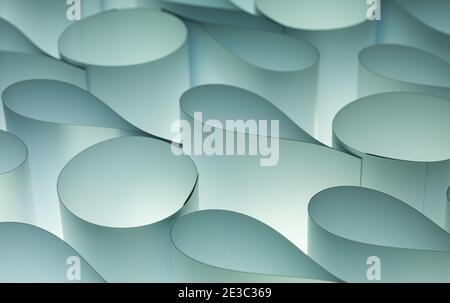 Background macro image of black and white origami pattern made of curved sheets of paper. Stock Photo