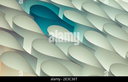 Drop of blue water in white made of paper, abstract background Stock Photo