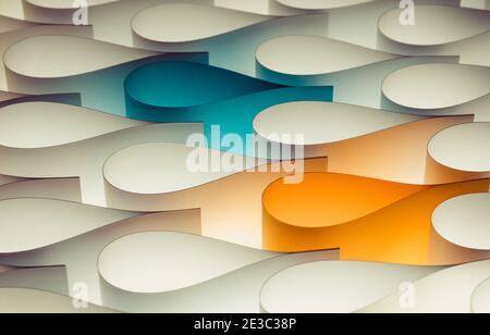 Blue, yellow and white drops forming an abstract background texture made from paper, macro detail. Stock Photo