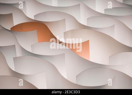 Close up textured abstracted beauty ocean-liked why orange sheet made from paper. Stock Photo