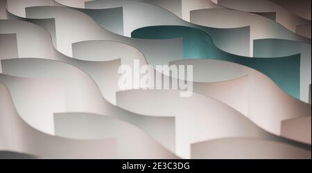 White paper sheets with one blue, abstract banner background Stock Photo