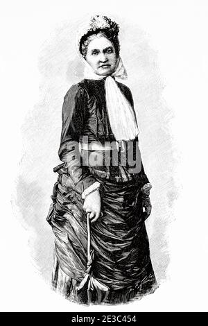 Portrait of Johanna Friederike Charlotte Dorothea Eleonore von Bismarck (1824-1894) wife of Otto von Bismarck. Old XIX century engraved illustration from La Ilustracion Española y Americana 1894 Stock Photo