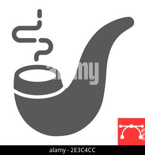 Smoking pipe glyph icon, St. Patricks day and nicotine, smoke pipe vector icon, vector graphics, editable stroke solid sign, eps 10. Stock Vector