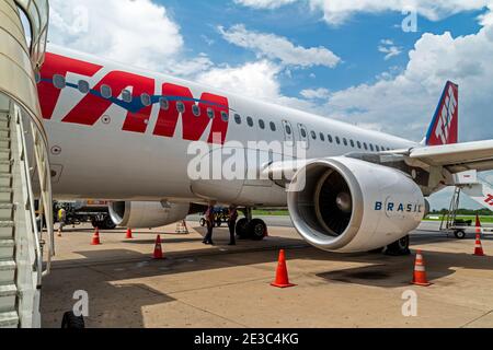 TAM Linhas Aereas is a Brazilian National airline and is the largest airline company in Brazil. Stock Photo