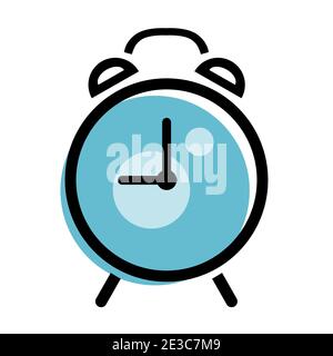 Alarm clock icon with dial and arrows. Ringtone and vibration. Vector isolated outline illustration. Stock Vector