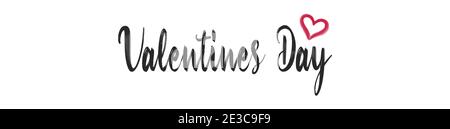 Love Valentine's Day handwritten calligraphy text with red heart on white background banner photo Stock Photo