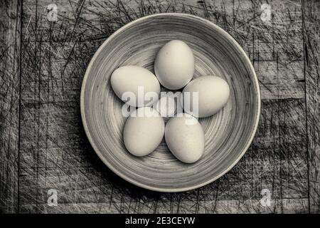 Five eggs in a bowl Stock Photo