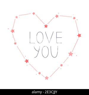 Heart shape constellation, Valentine Day vector concept. You are my universe, simple flat vector illustration Stock Vector