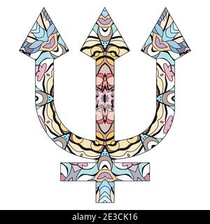 Neptune sign, astrology concept art. Tattoo design Stock Vector
