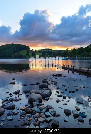 Sunset over Ullswater in the Lake District Stock Photo