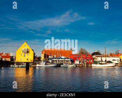 Karrebaeksminde small harbor with boats in rural Denmark Stock Photo