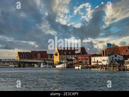 Karrebaeksminde small harbor with boats in rural Denmark Stock Photo