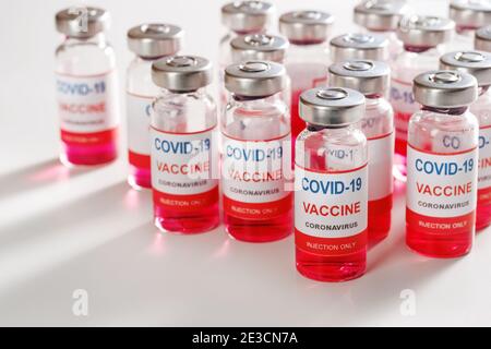 vaccine vials bottles for vaccination against COVID-19 Stock Photo