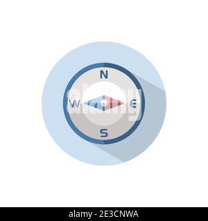 Compass east direction. Flat color icon on a circle. Weather vector illustration Stock Vector