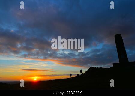 Sunset at Bradgate Park War Memorial in Leicestershire Stock Photo