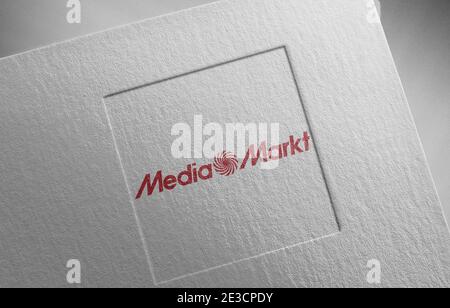 media markt logo paper texture illustration Stock Photo