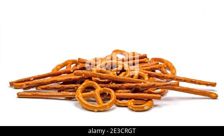 Salt pretzels against a white background Stock Photo