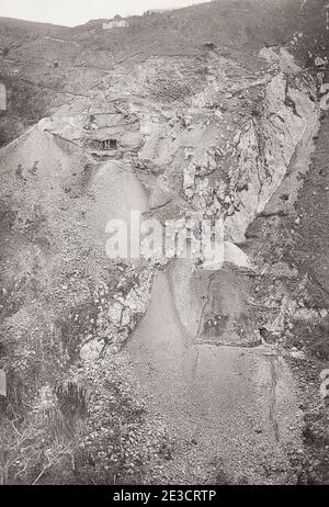 19th century vintage photograph: Sheba Reef, Btray's Golden Quarry, gold mining, South Africa. Stock Photo