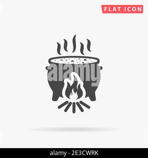 Witch Cauldron flat vector icon. Hand drawn style design illustrations. Stock Vector