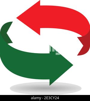 Green and Red Arrow illustration vector icons isolated in white background Stock Vector