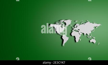 White World map on green background Stock Photo
