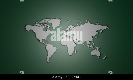White World map on green background Stock Photo