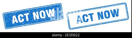 act now square stamp. act now grunge sign set Stock Vector
