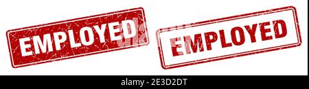 employed square stamp. employed grunge sign set Stock Vector