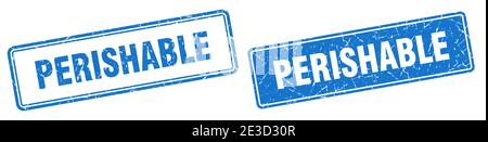perishable square stamp. perishable grunge sign set Stock Vector