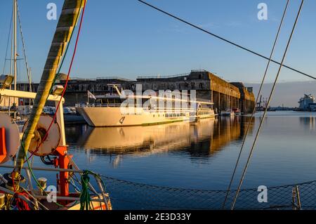 PS Loire Princesse moored in the port of Saint-Nazaire, France Stock Photo