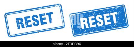 reset square stamp. reset grunge sign set Stock Vector