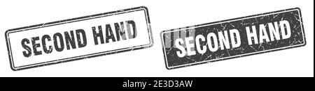 second hand square stamp. second hand grunge sign set Stock Vector