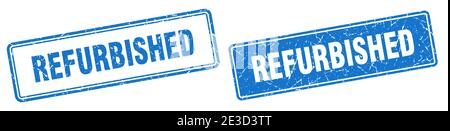 refurbished square stamp. refurbished grunge sign set Stock Vector
